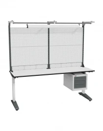 Стол монтажный ДиКом СР-200-01, ESD Thermopal, нерегулируемый, экран Э3, с подвесной тумбой, со светильником Стол монтажный ДиКом СР-200-01, ESD Thermopal, нерегулируемый, экран Э3, с подвесной тумбой, со светильником
