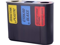 Урна для раздельного сбора мусора Город-3 (830) с метал. вставками пластик/стекло/несорт. отходы Урна для раздельного сбора мусора Город-3 (830) с метал. вставками пластик/стекло/несорт. отходы