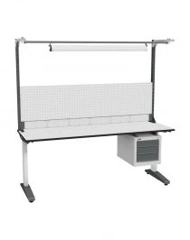 Стол монтажный ДиКом СР-200-01, ESD Thermopal, нерегулируемый, экран Э5, с подвесной тумбой, со светильником Стол монтажный ДиКом СР-200-01, ESD Thermopal, нерегулируемый, экран Э5, с подвесной тумбой, со светильником