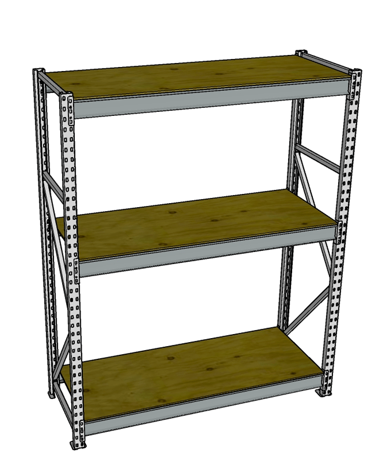 Стеллаж грузовой СГР 2500x2100x400 3 полки (фанера) купить в Воронеже