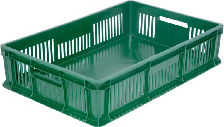 Ящик 600х400х140 мм дно сплош.стенки перф. с полузакрытой ручкой зеленый купить в Воронеже Ящик 600х400х140 мм дно сплош.стенки перф. с полузакрытой ручкой зеленый купить в Воронеже