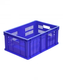Ящик 600х400х250 дно сплошное, перфорированный синий Ящик 600х400х250 дно сплошное, перфорированный синий