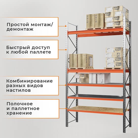 Стеллаж паллетный СПЛ 2000х1800х1100 1 ярус (1300/9700) купить в Воронеже