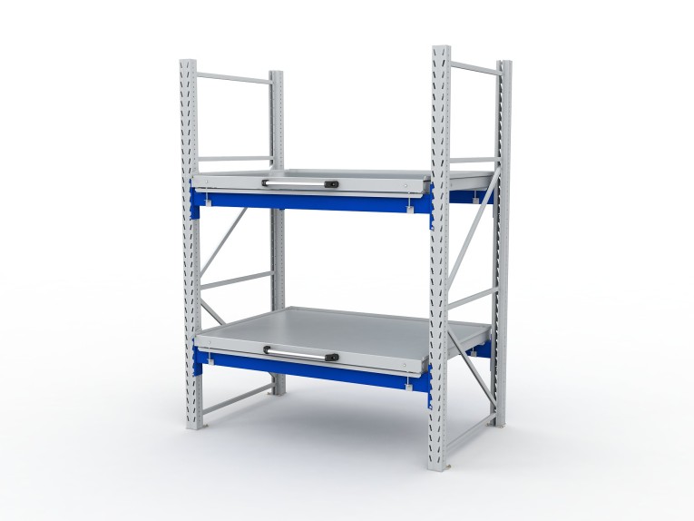 Стеллаж с выкатными платформами S-HEAVY 1000/1300 (2 яруса хранения) купить в Воронеже