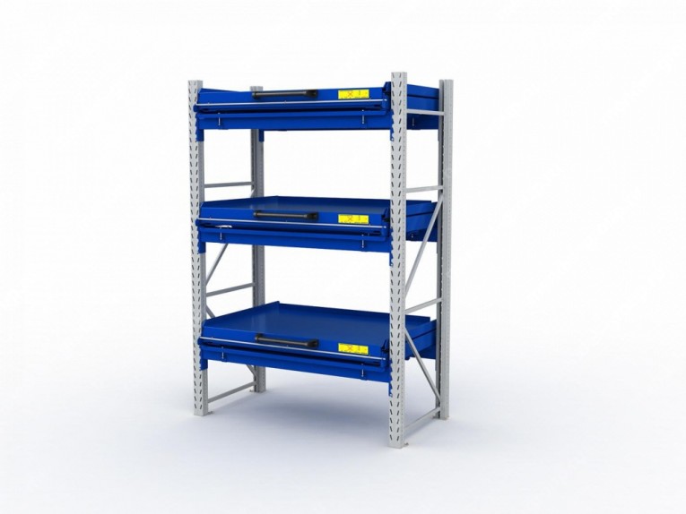 Стеллаж с выкатными платформами S-HEAVY 1000/1300 (3 яруса хранения) купить в Воронеже