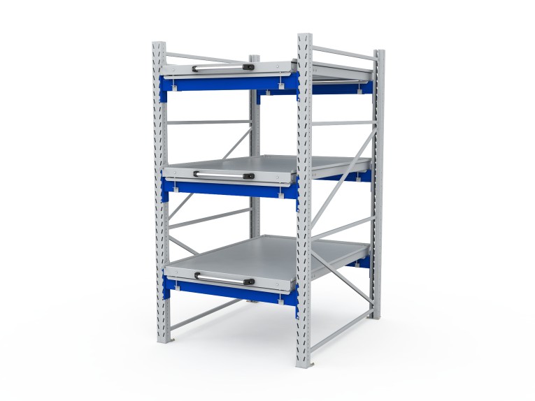 Стеллаж с выкатными платформами S-HEAVY 1000/900 (3 яруса хранения) купить в Воронеже