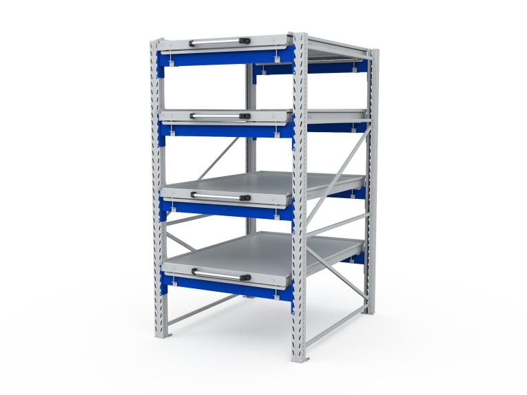 Стеллаж с выкатными платформами S-HEAVY 1000/900 (4 яруса хранения) купить в Воронеже