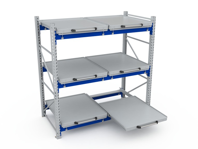 Стеллаж с выкатными платформами S-HEAVY 500 (3 яруса хранения) купить в Воронеже