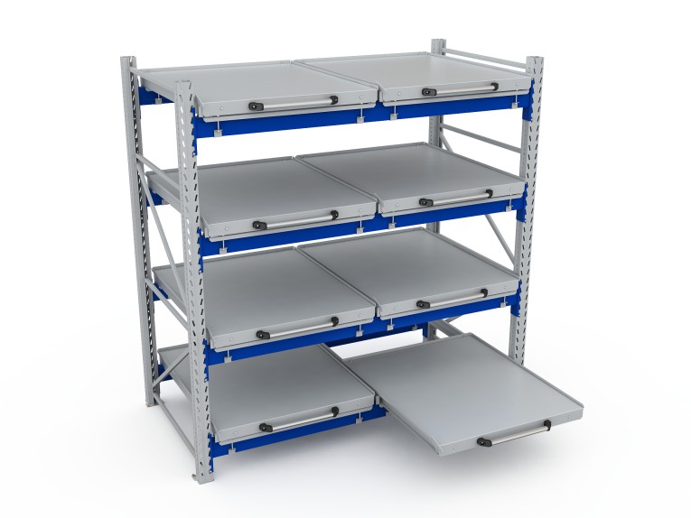 Стеллаж с выкатными платформами S-HEAVY 500 (4 яруса хранения) купить в Воронеже